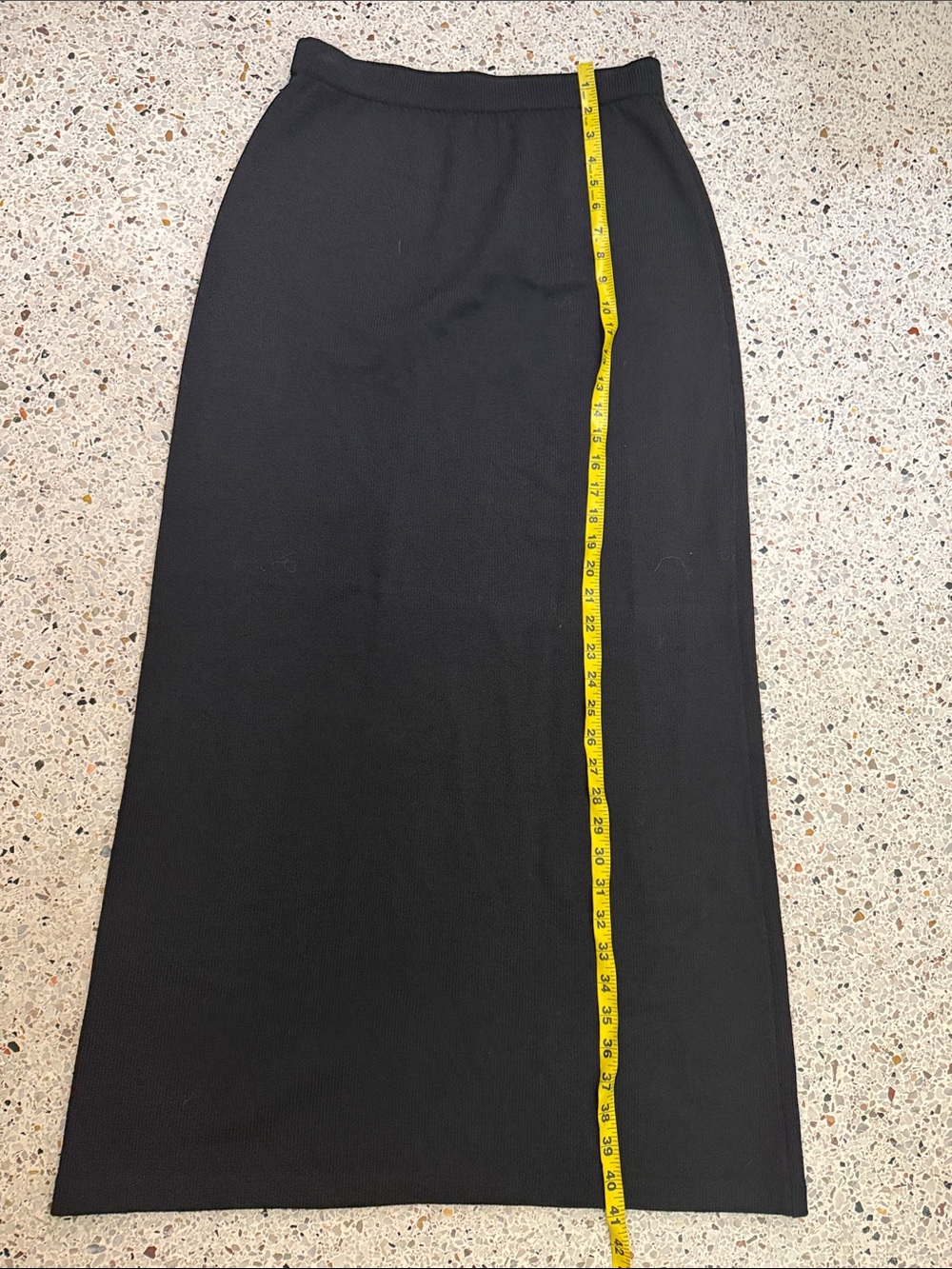 St John Evening black knit maxi long gown skirt elastic waist 12